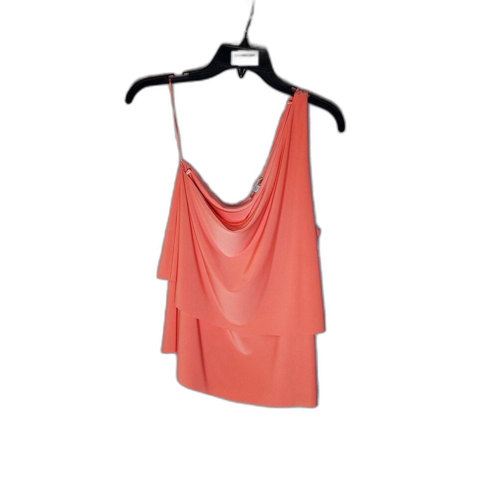 Halston Coral One-Shoulder Dress Size L